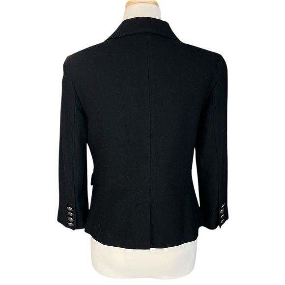 Banana Republic Black Crested Wool Blazer Jacket Womens 8 Preppy Academia - Picture 4 of 15